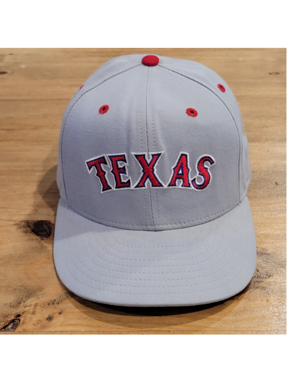 Vintage Texas Rangers Hat New Era Sz7 1/2 Arch Gray 90s 5950 Pro Wool Made USA